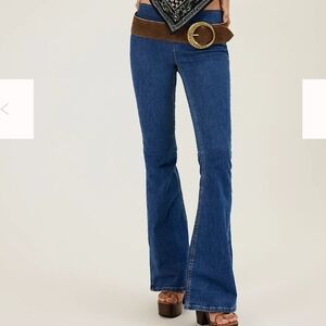 Free People Womens Jeans Size 26R Penny Pull-On Flare Blue Denim